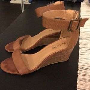 Cognac Wedge Strap Sandal